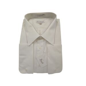 ST. PATRICK MENS IVORY EASY/CARE FRENCH CUFF LAYDOWN COLLAR DRESS SHIRT. C205
